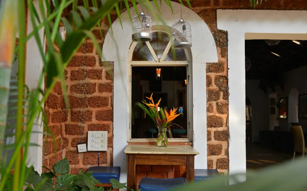 Birds-of-paradise flowers at the Cavala restaurant entrance
